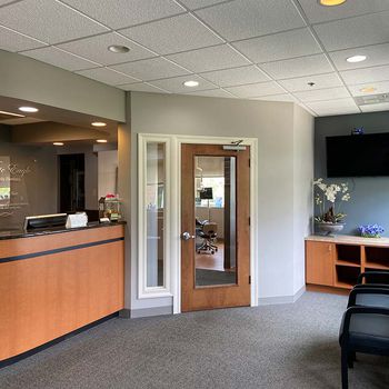 Front desk and waiting chairs